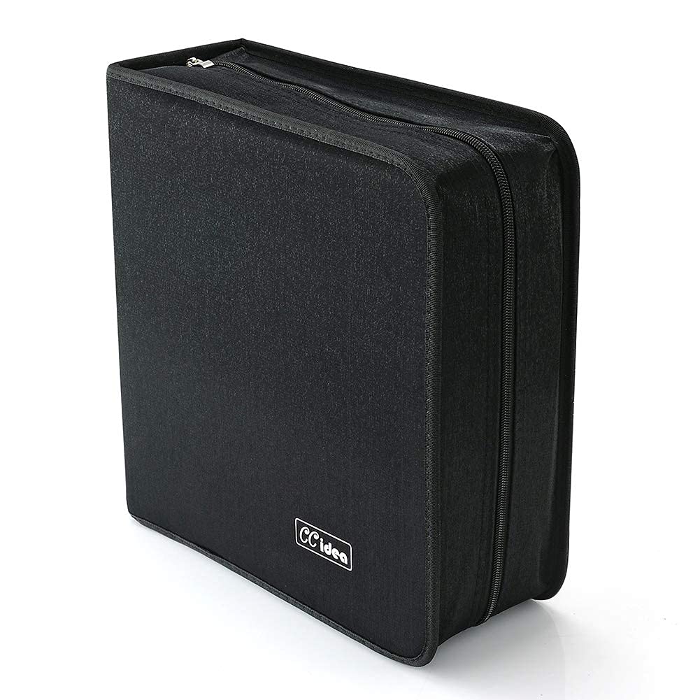 Compact black CD/DVD case used in home, office, and car