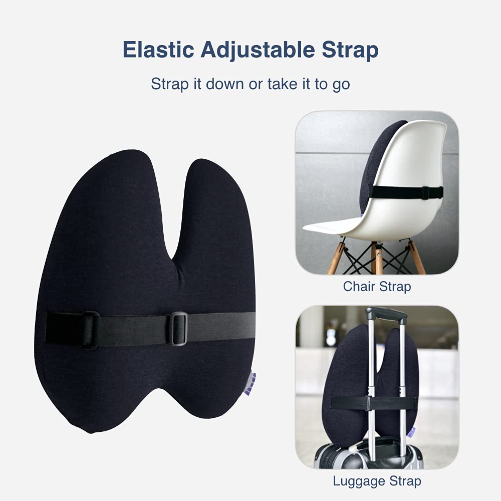 C CUSHION LAB adjustable-strap secures the pillow to chairs or luggage