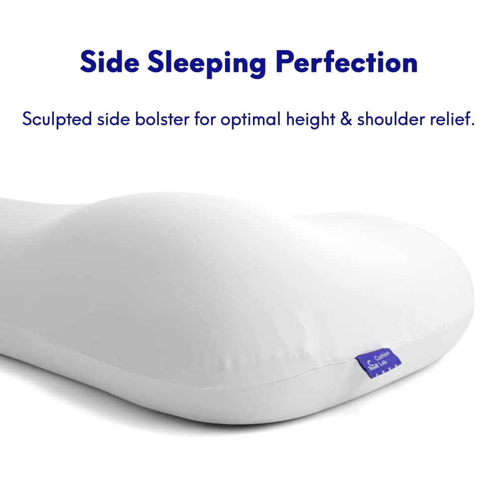 C CUSHION LAB Deep Sleep Pillow shoulder contour supports restful back sleep.
