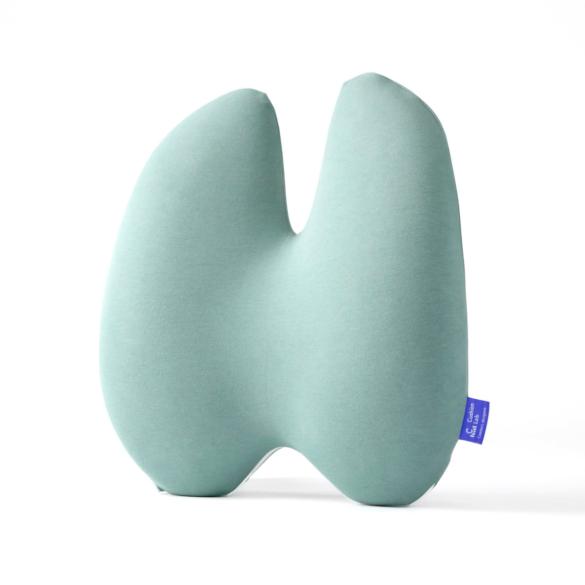 C CUSHION LAB extra dense lumbar pillow resting behind the lower back in a desk setup