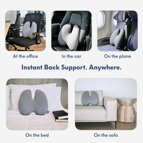 ccushion-lab pillow used on an office chair for improved seating posture.