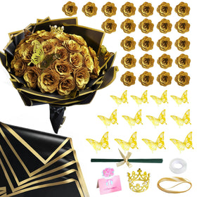 CCYXSHOW glitter roses bouquet kit with 24 blooms for DIY crafts and celebrations.