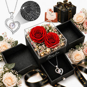 cdco Forever Love Rose heart necklace displayed as a lasting keepsake.