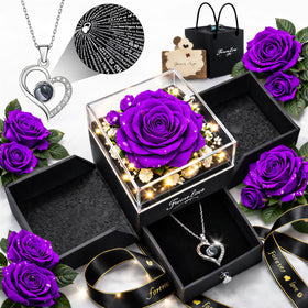 cdco Forever Love rose necklace with preserved bloom, a lasting keepsake and daily reminder.