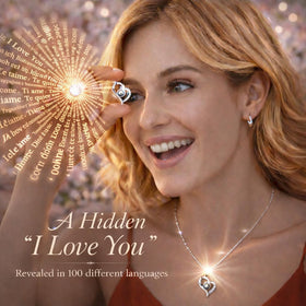 cdco Heart necklace reveals 100 languages message when light passes