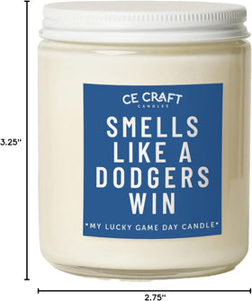 CE CRAFT Dodgers Win Candle uses all-natural soy wax for clean burning.