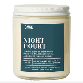 CE Craft Night Court Candle with Jasmine and Cool Breeze creates a soothing reading nook ambiance.