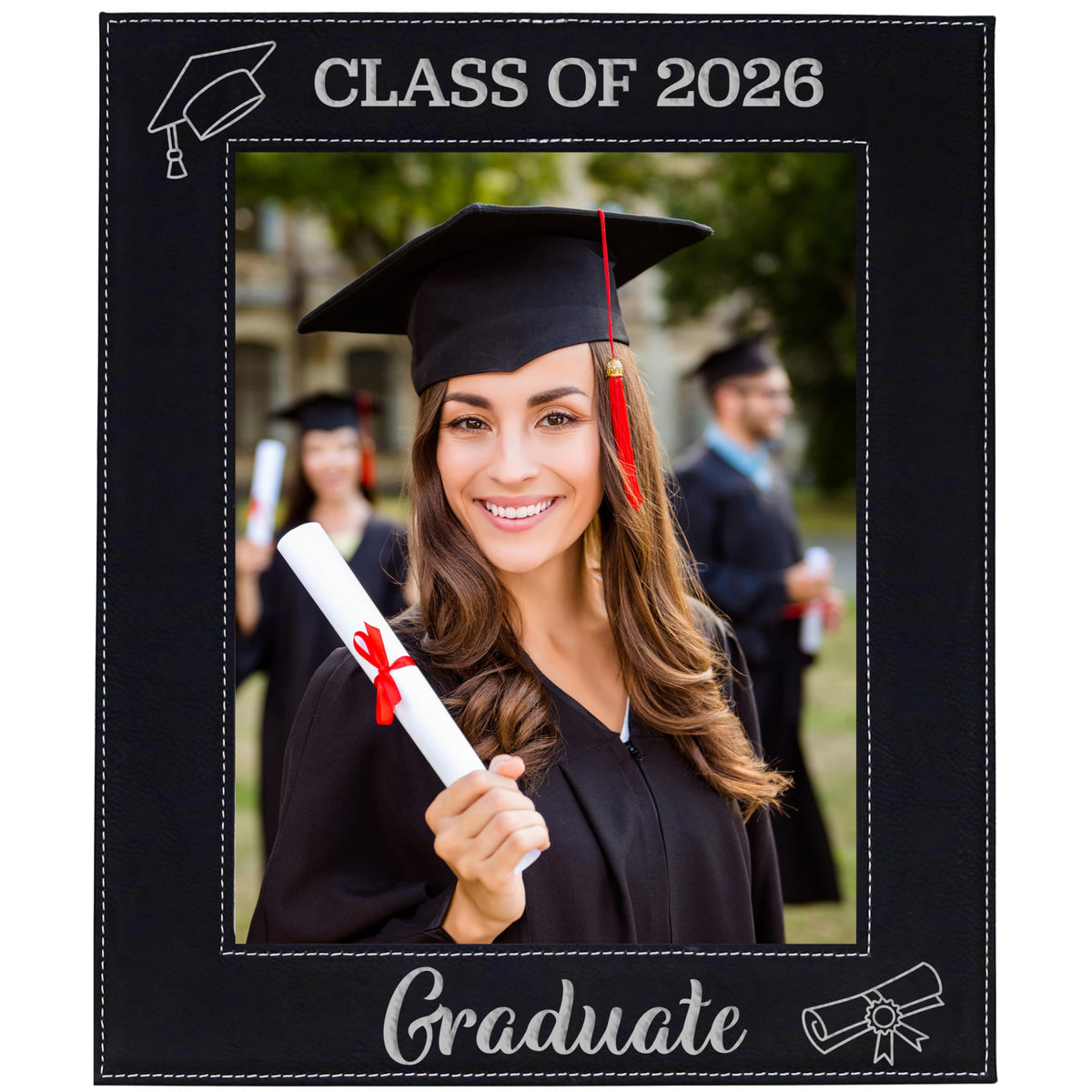 CEDAR CRATE MARKET Class of 2026 frame with engraved silver lettering for 8x10 graduation memories