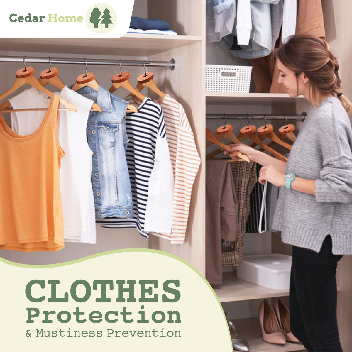 CEDAR HOME cedar rings in closet reduce odors and protect fabrics