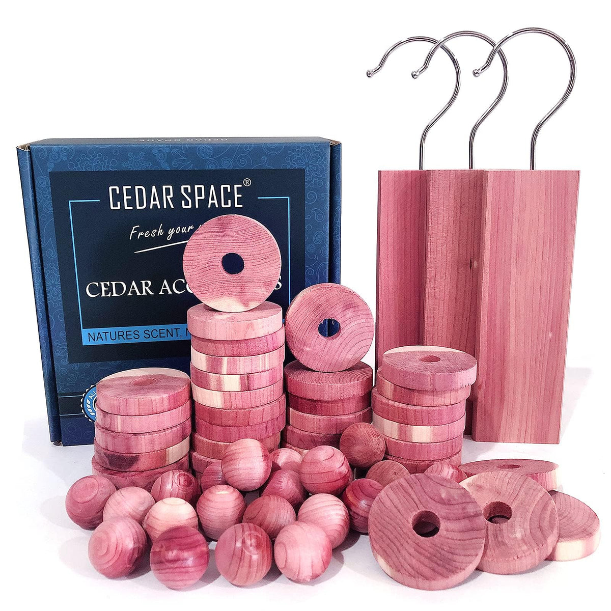 Cedar Space cedar blocks in closet storage emit a gentle fragrance for wardrobe freshness