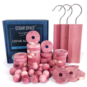Cedar Space cedar blocks in closet storage emit a gentle fragrance for wardrobe freshness