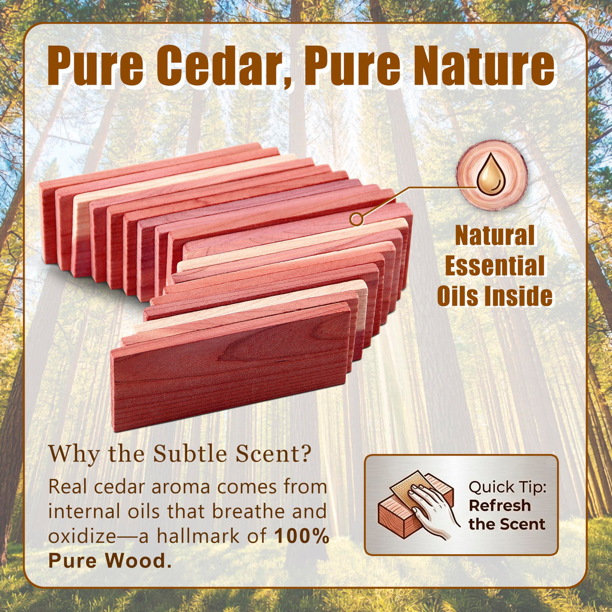 Cedar Space blocks used in drawers, bags, cabinets, and cars for storage