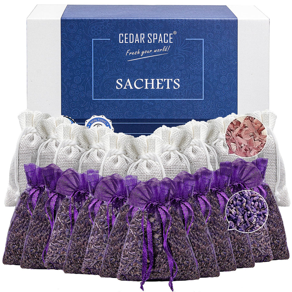 Cedar Space lavender sachet in a drawer for lasting freshness.