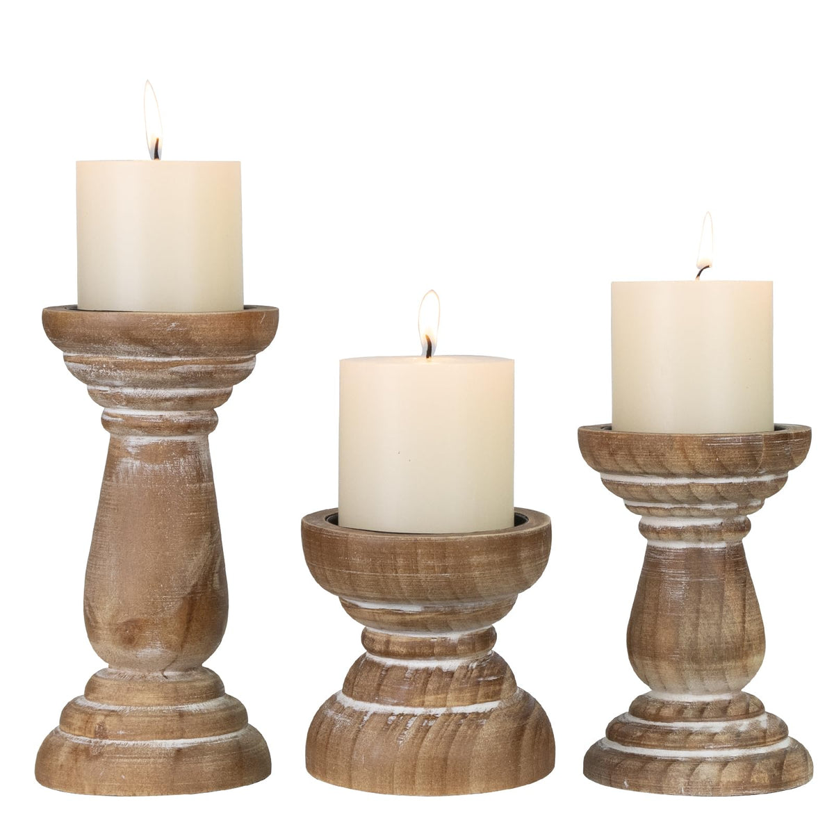 CEDARLUX pillar candle holder large – rustic wood mantel accent.
