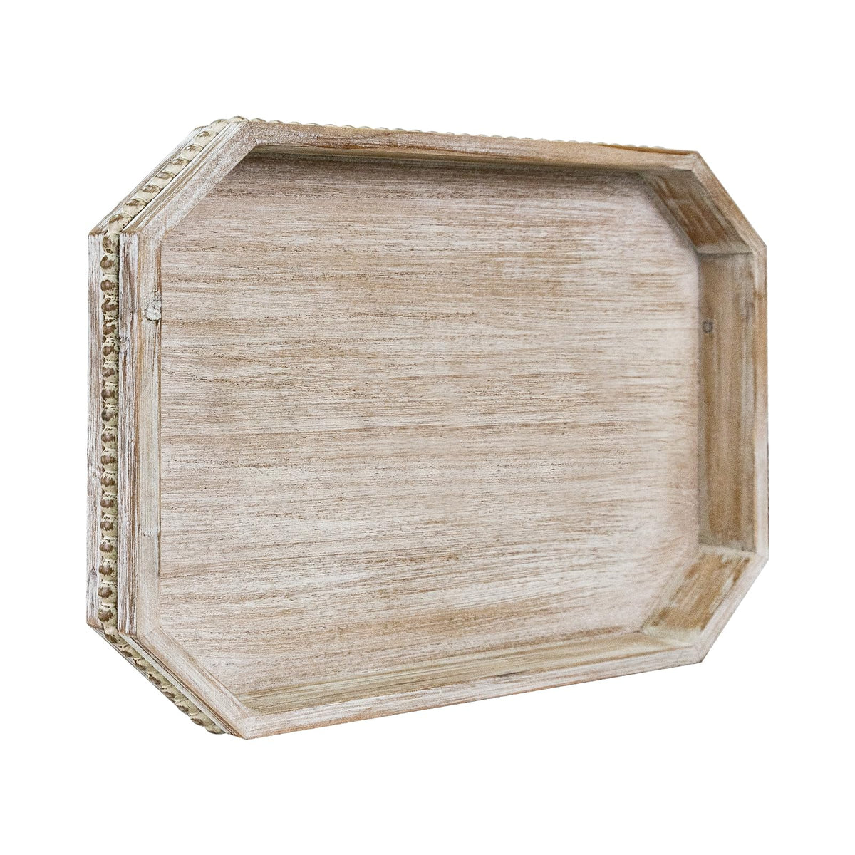CEDARLUX wooden decorative tray with rustic bead border, ideal as a dining table centerpiece.