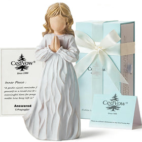 CedVow answered angel prayer figurine on shelf for daily reflection.