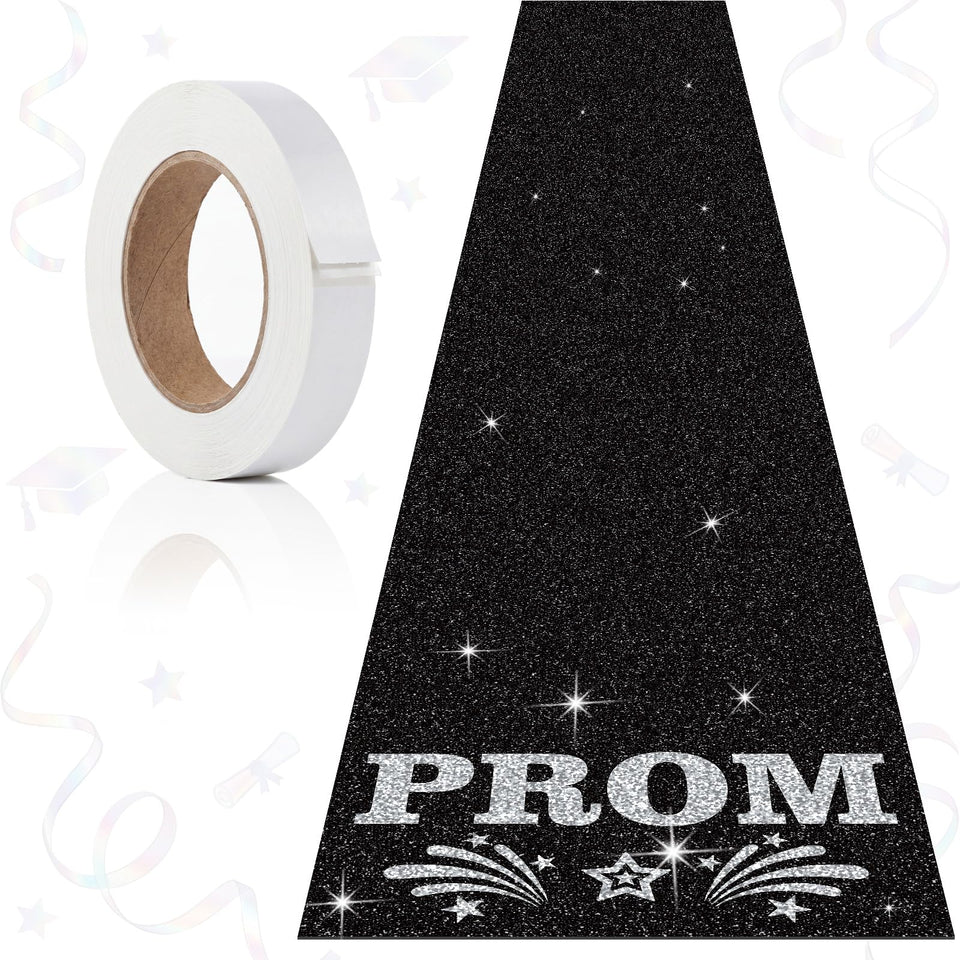 Ceenna prom glitter runner 2x15ft black for elegant graduation photo backdrops.