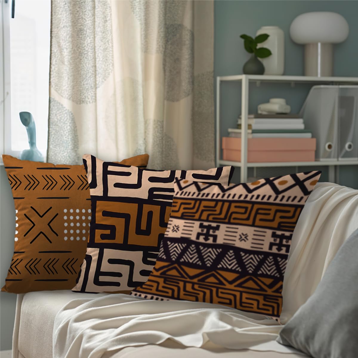 Ceexolliss African mudcloth pattern C throw pillow cover enhances diverse rooms