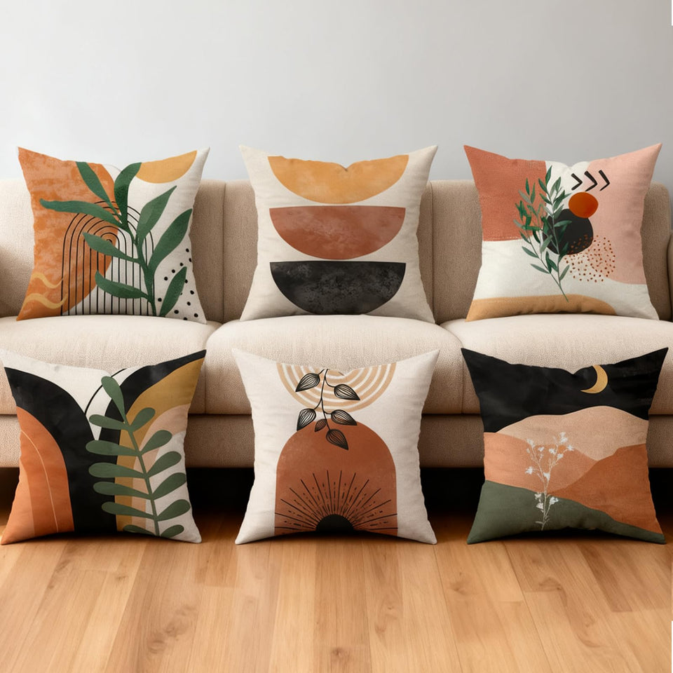 Ceexolliss boho sun moon leaves arch pillow cover adds warm texture to living rooms