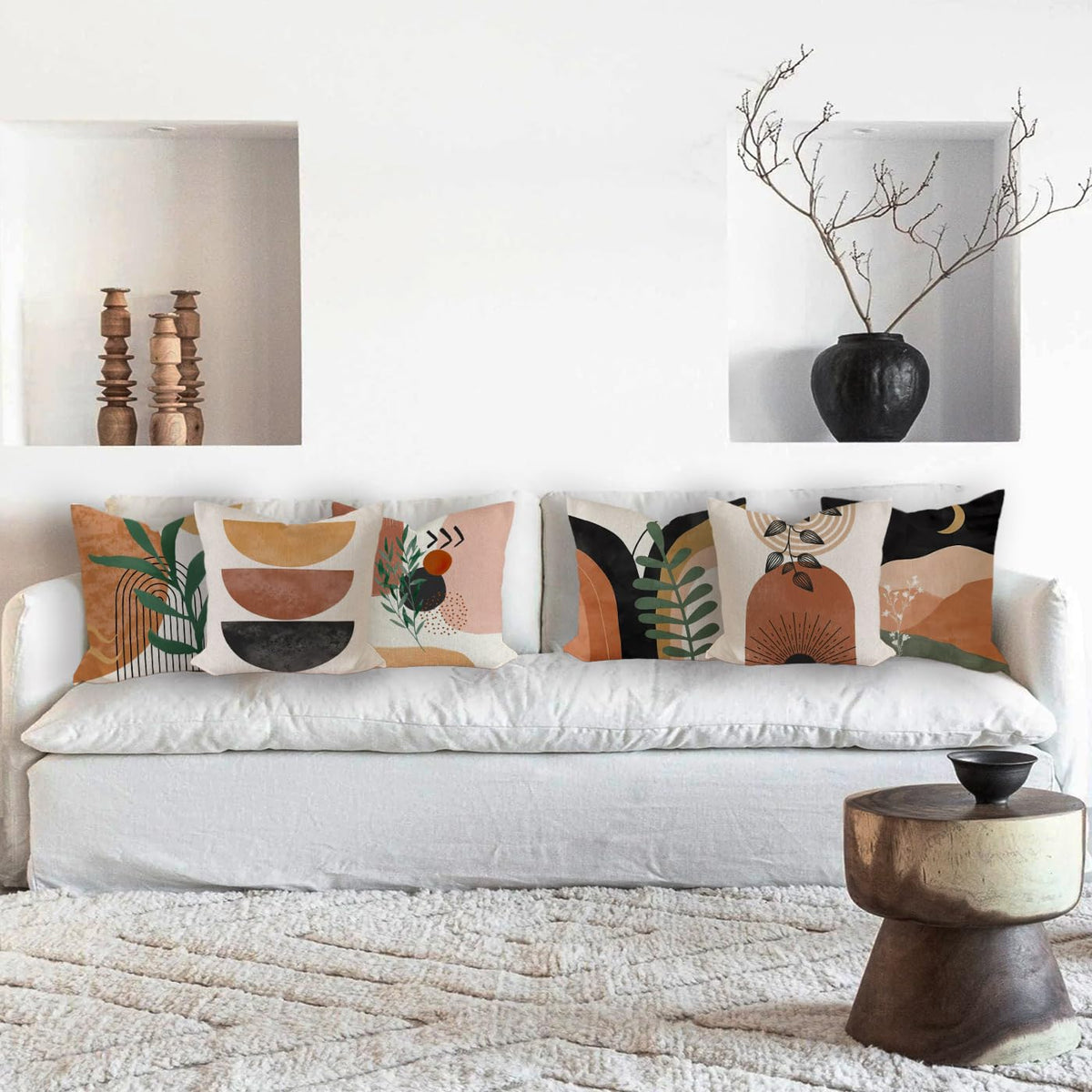 Ceexolliss boho abstract-pattern pillow cover elevates sofas with versatile mid-century vibes