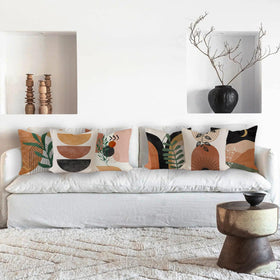 Ceexolliss boho abstract-pattern pillow cover elevates sofas with versatile mid-century vibes