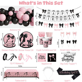 CelebSpark pink-black bow dinner plates provide sturdy meals with chic styling
