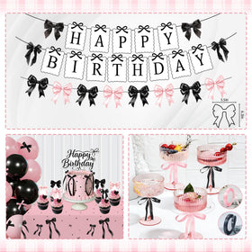 CelebSpark pink-black bow tablecloth protects surfaces while elevating decor