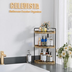 CeleVista 3-tier storage shelf fits tight corners, maximizing bathroom space.