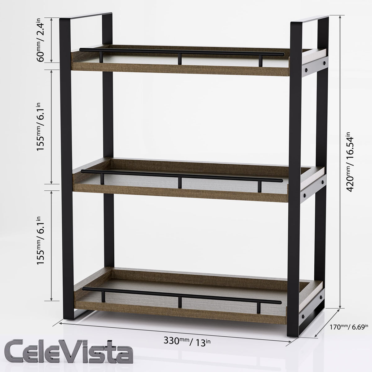 CeleVista anti-rust bracket protects the shelf in humid bathrooms.