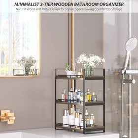 CeleVista vanity skincare and makeup shelf reduces countertop clutter.