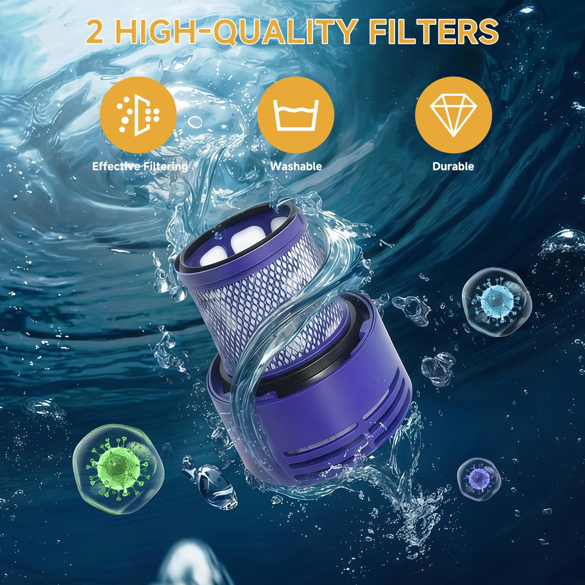 CELLPOW packaging includes dust cover and post-filter accessories.