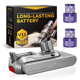 CELLPOW upgraded 9000mAh battery for V11 and V15 click-in vacuums ensures longer run time.