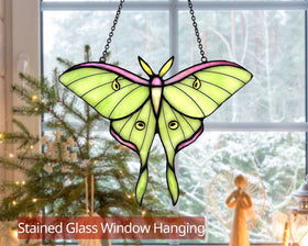 Cemovia light green butterfly suncatcher enhances daylight with glass art