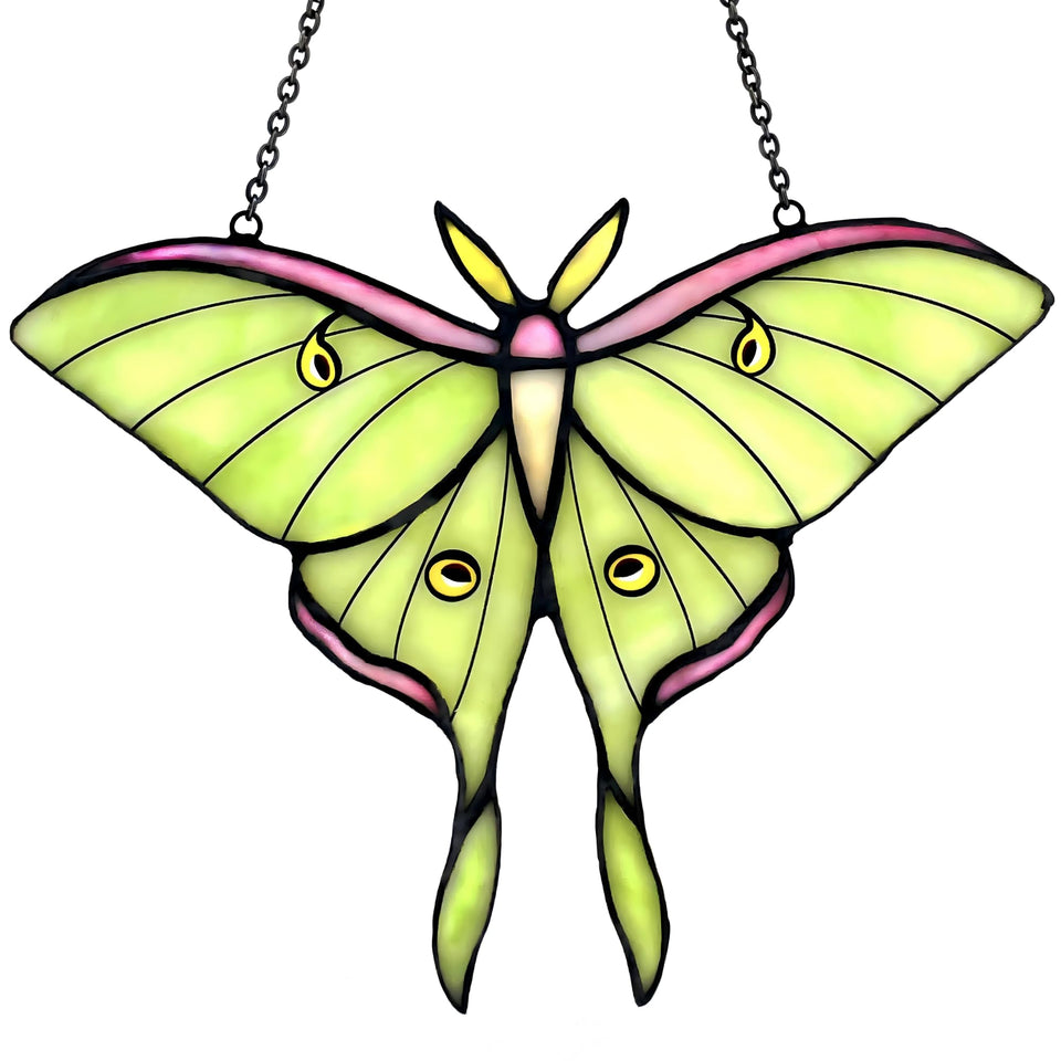 Cemovia Luna Moth sun catcher adds vibrant stained glass glow to windows