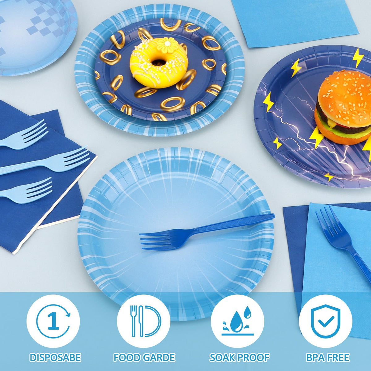 CENLBJ 7-inch dessert plates with vibrant game art for festive tables.