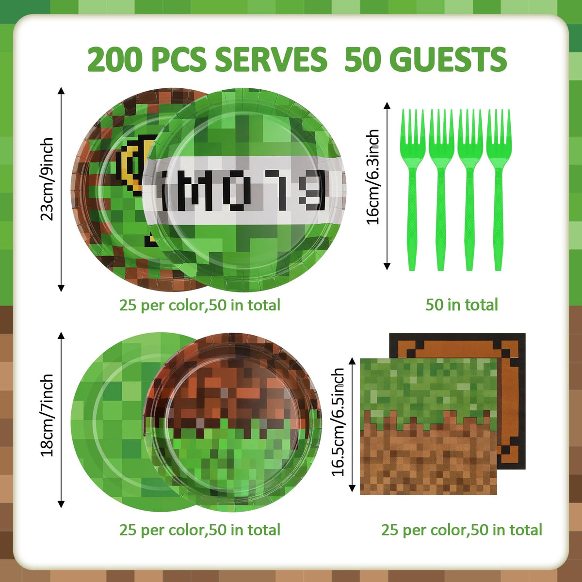 CENLBJ Pixel Party napkins coordinating design for quick cleanups and flair