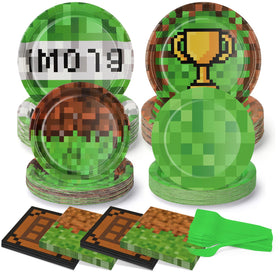 CENLBJ Pixel Party 9-inch plate with vibrant gaming design for colorful dining