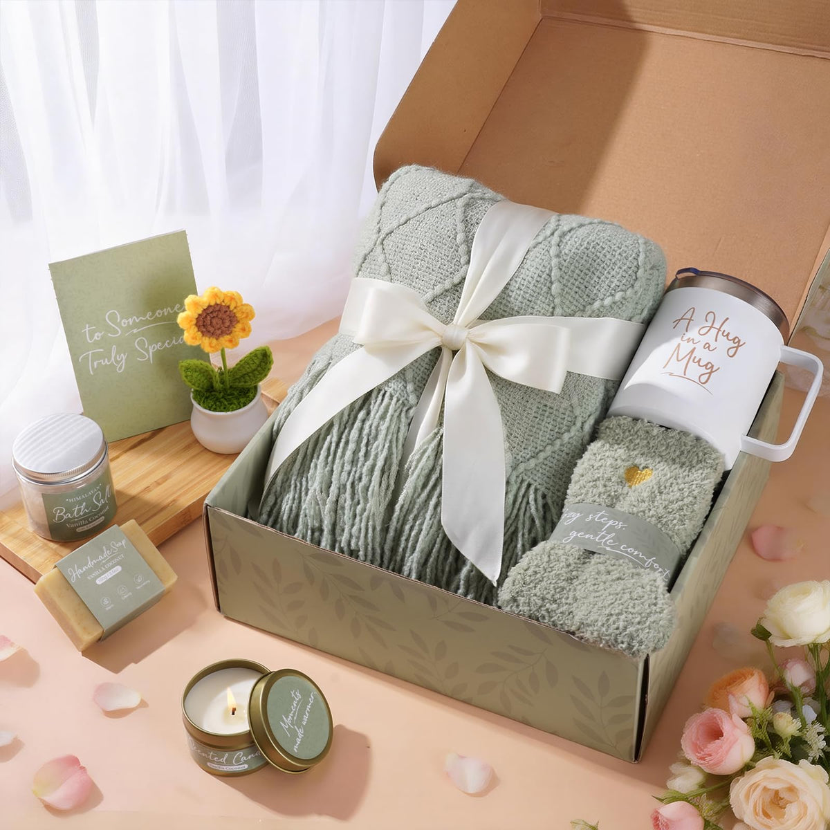CenliBaw hug in a box gift box complements thoughtful get well gifts.