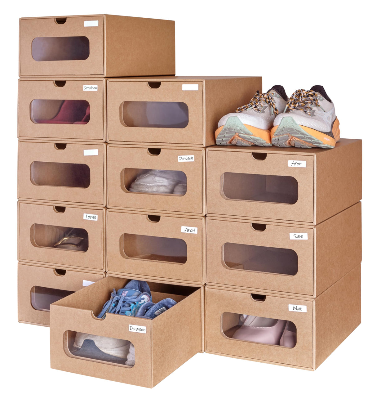 Ceptcher 12-pack shoe storage bin with clear window for quick sneaker viewing.