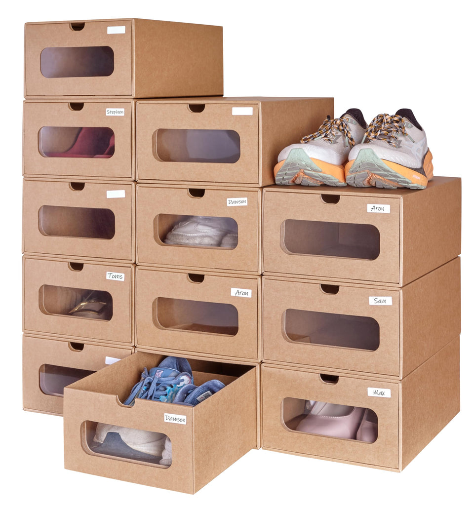 Ceptcher 12-pack shoe storage bin with clear window for quick sneaker viewing.