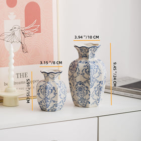 Ceradamay blue and white vase with floral pattern elevates table displays
