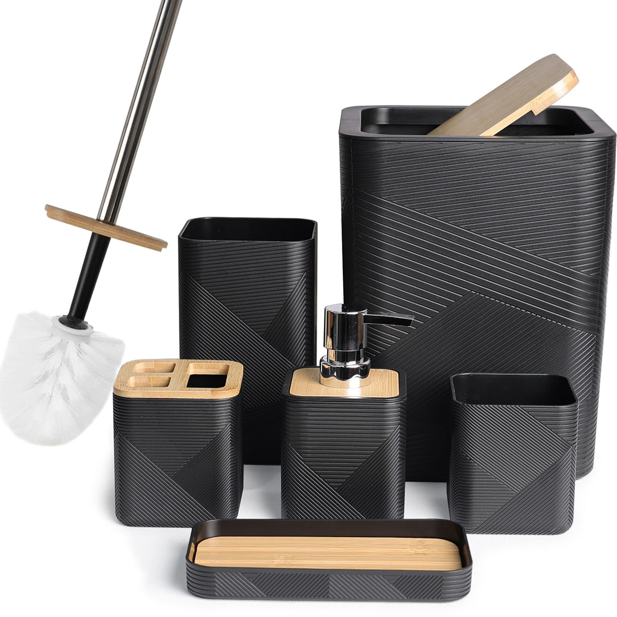 CERBIOR 6-piece bathroom set soap dispenser on a sleek counter with a modern look