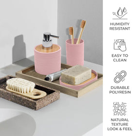 CERBIOR bathroom set displayed on a countertop enhances cohesive decor.