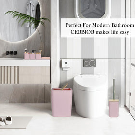 CERBIOR bathroom set on counter pink lifestyle shot