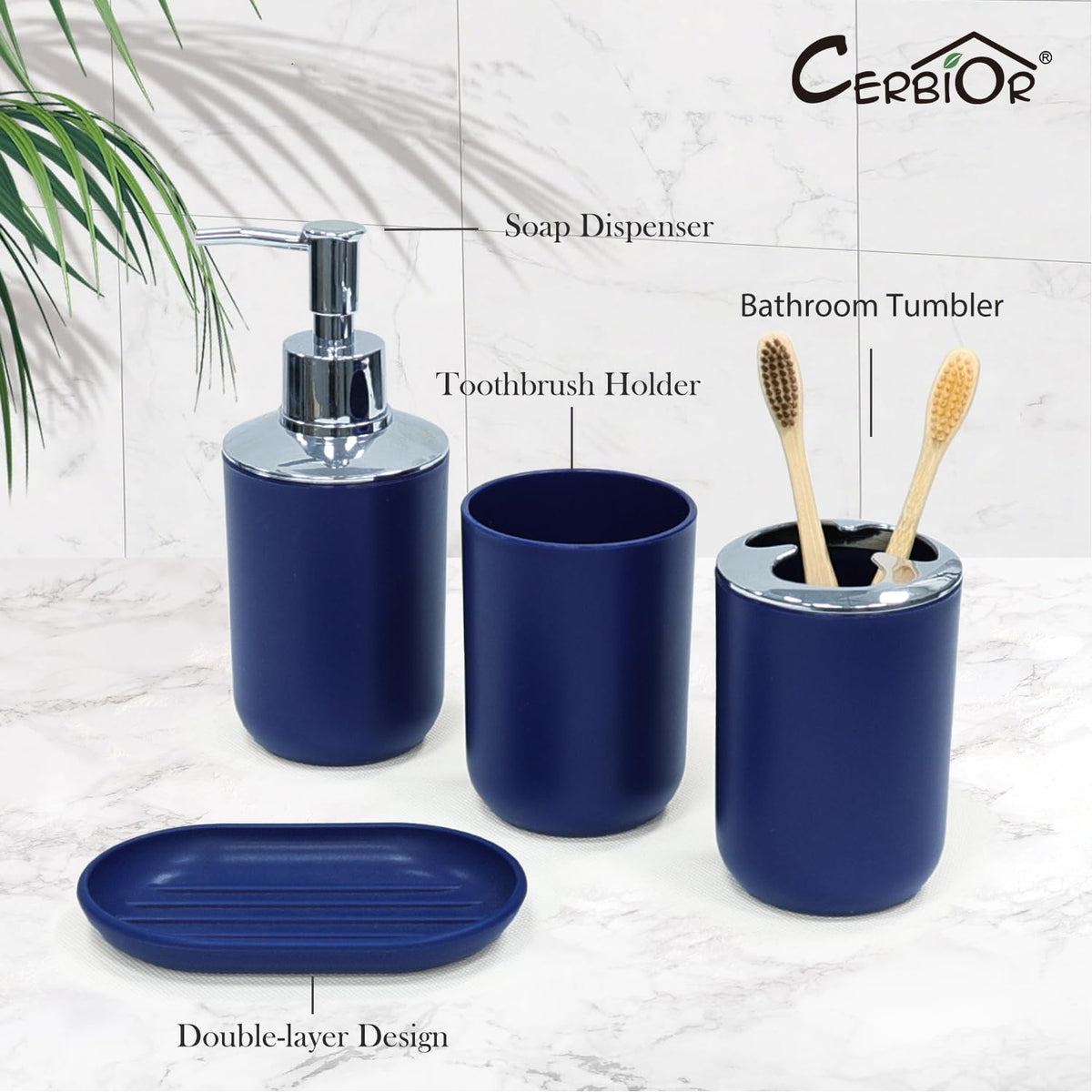 CERBIOR toothbrush cup provides a rinsing spot while protecting sink surfaces.