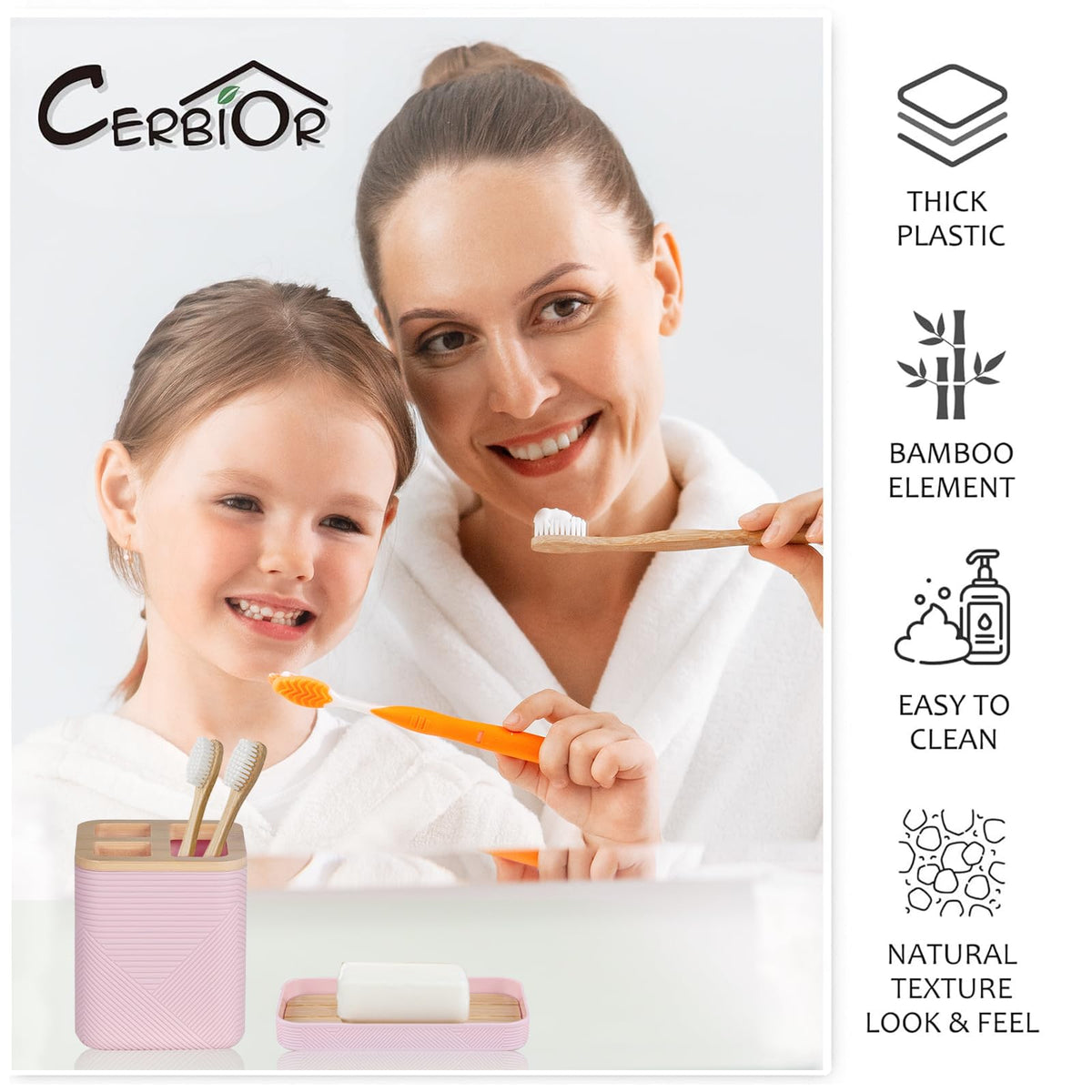 CERBIOR Q-tip holder pink tidy cotton swabs
