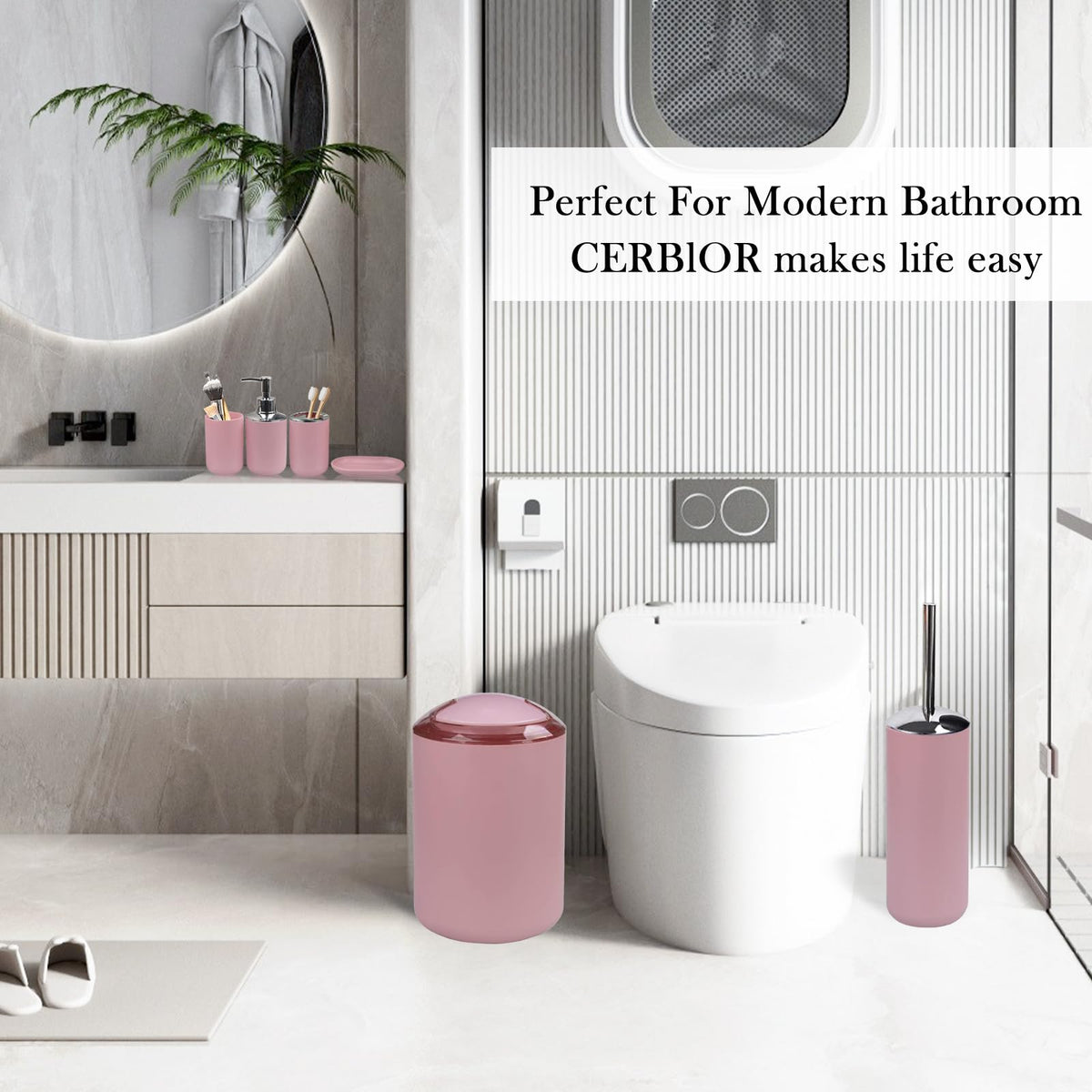CERBIOR toilet brush holder adds practical storage.