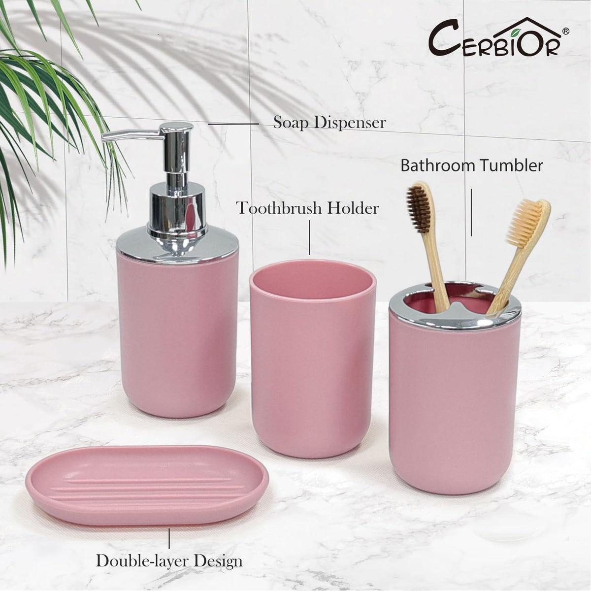 CERBIOR toothbrush holder with 3 holes keeps brushes tidy.