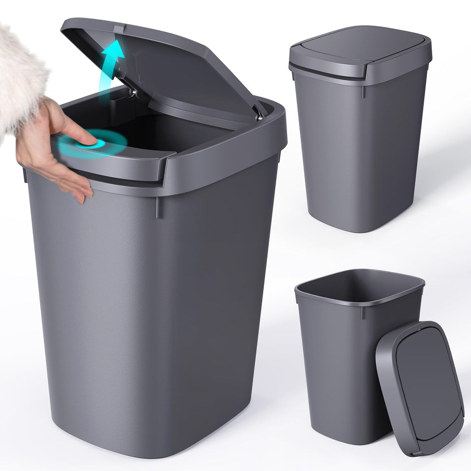 CEROELDA 3 Pack press-top lid trash can keeps waste discreet and contained.