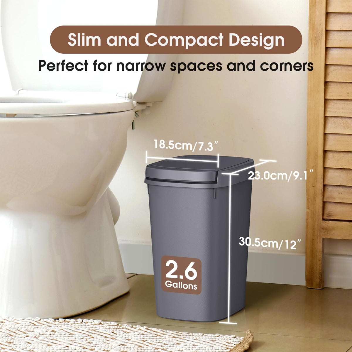 CEROELDA compact under-sink trash can suits bathrooms and offices.